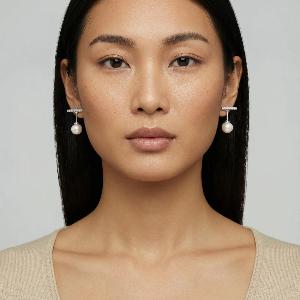 Pearl Drop T-Bar Earrings